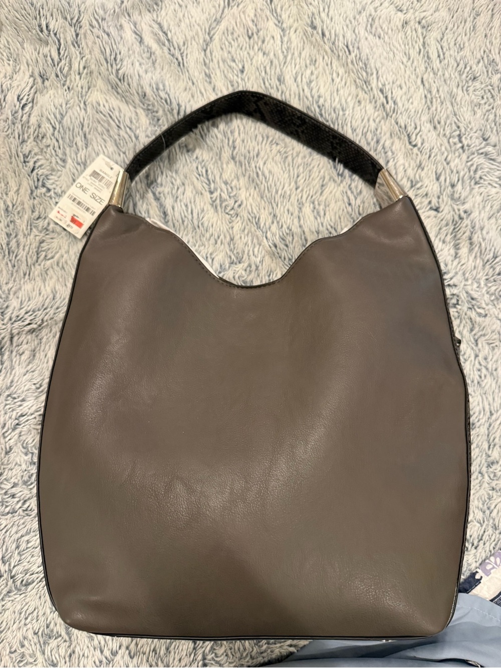 NWT Alfani Gray Shoulder Hobo Bag with Black Strap